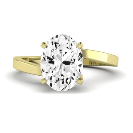 Zinnia Moissanite Matching Band Only ( Engagement Ring Not Included) For Ring With Oval Center yellowgold