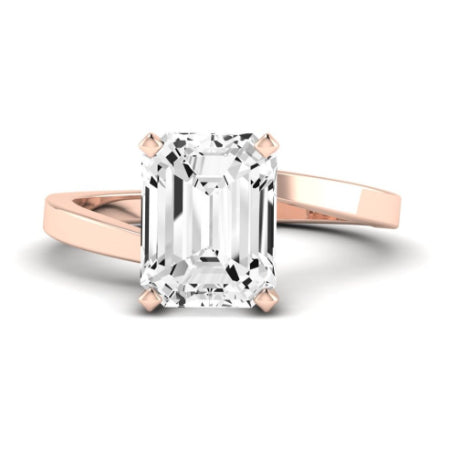 Zinnia Moissanite Matching Band Only ( Engagement Ring Not Included) For Ring With Emerald Center rosegold