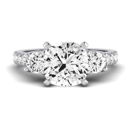 Primrose Moissanite Matching Band Only ( Engagement Ring Not Included) For Ring With Cushion Center whitegold