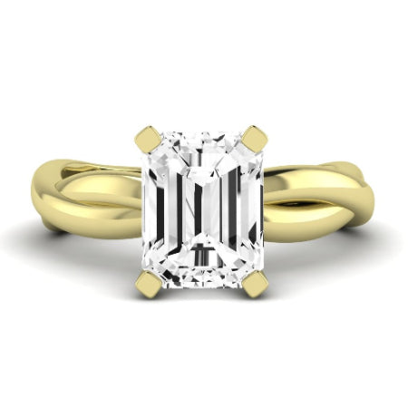 Baneberry Moissanite Matching Band Only (does Not Include Engagement Ring)  For Ring With Emerald Center yellowgold