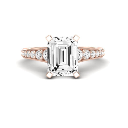 Holly Moissanite Matching Band Only (does Not Include Engagement Ring) For Ring With Emerald Center rosegold