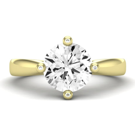 Gardenia Moissanite Matching Band Only (does Not Include Engagement Ring) For Ring With Round Center yellowgold