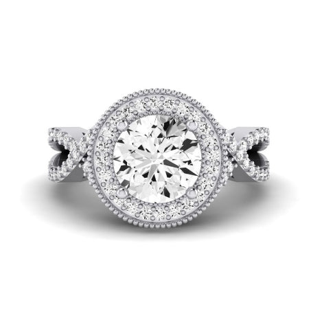 Clover Moissanite Matching Band Only ( Engagement Ring Not Included)  For Ring With Round Center whitegold