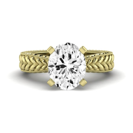 Azalea Diamond Matching Band Only (does Not Include Engagement Ring) For Ring With Oval Center yellowgold