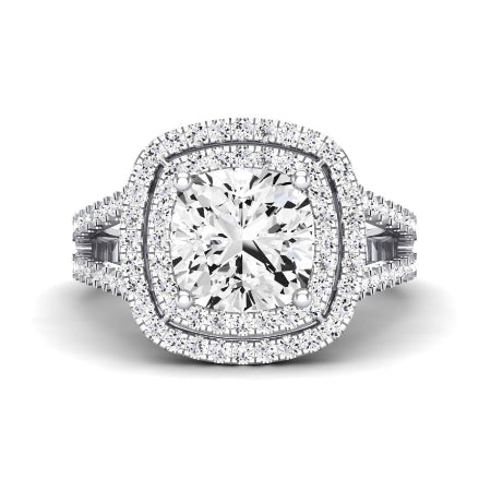 Flora Moissanite Matching Band Only (engagement Ring Not Included) For Ring With Cushion Center whitegold