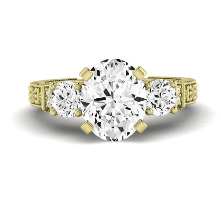 Angelonia Diamond Matching Band Only (does Not Include Engagement Ring) For Ring With Oval Center yellowgold