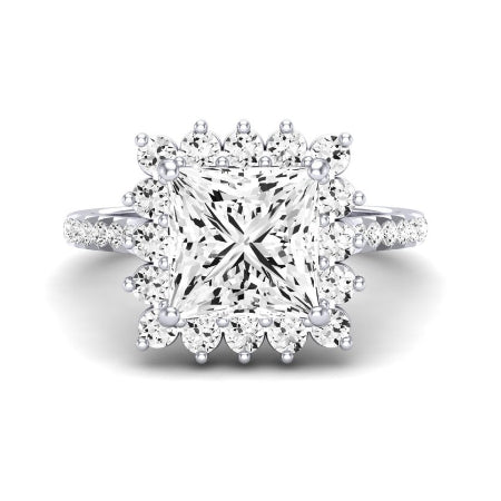 Gazania Moissanite Matching Band Only (does Not Include Engagement Ring) For Ring With Princess Center whitegold