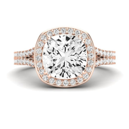 Tea Rose Moissanite Matching Band Only (does Not Include Engagement Ring) For Ring With Cushion Center rosegold