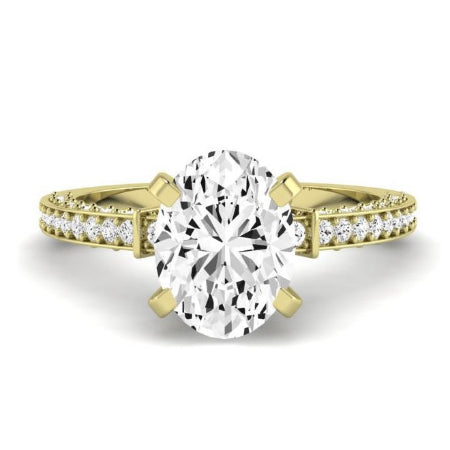 Daphne Diamond Matching Band Only ( Engagement Ring Not Included) For Ring With Oval Center yellowgold