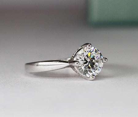 Gardenia Round Diamond Engagement Ring (Lab Grown Igi Cert) whitegold