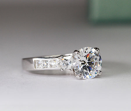 Hazel Round Moissanite Engagement Ring whitegold