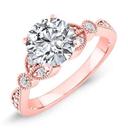 Laurel Round Moissanite Engagement Ring rosegold