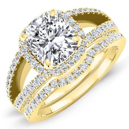Honesty Diamond Matching Band Only (engagement Ring Not Included) For Ring With Cushion Center yellowgold