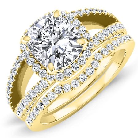 Honesty Moissanite Matching Band Only (engagement Ring Not Included) For Ring With Cushion Center yellowgold