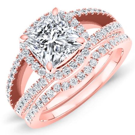 Honesty Princess Moissanite Bridal Set rosegold