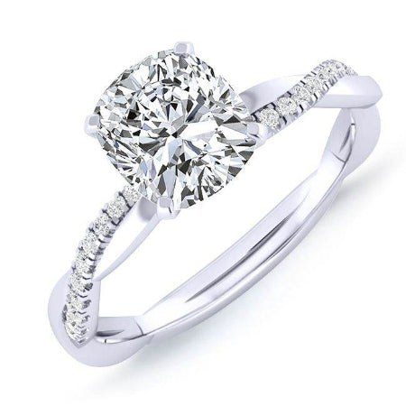 Iris Cushion Moissanite Engagement Ring whitegold