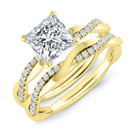 Iris Princess Moissanite Bridal Set yellowgold