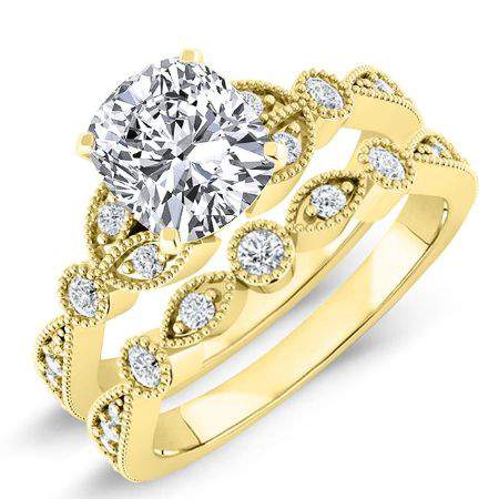 Laurel Cushion Moissanite Bridal Set yellowgold