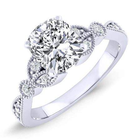 Laurel Cushion Moissanite Engagement Ring whitegold
