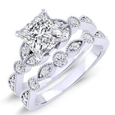Laurel Moissanite Matching Band Only (engagement Ring Not Included) For Ring With Princess Center whitegold