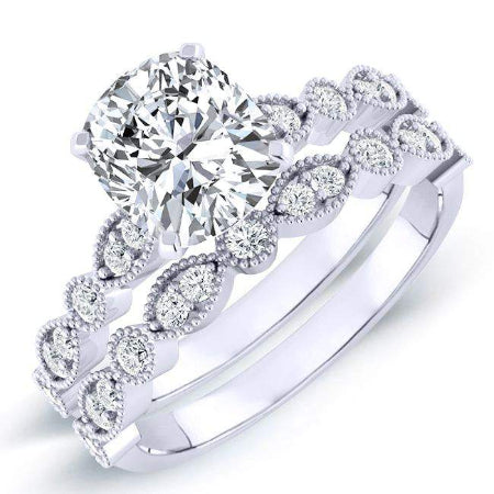 Marigold Cushion Moissanite Bridal Set whitegold