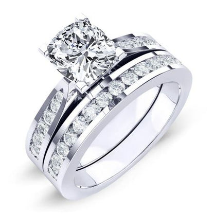 Petunia Moissanite Matching Band Only (engagement Ring Not Included) For Ring With Cushion Center whitegold