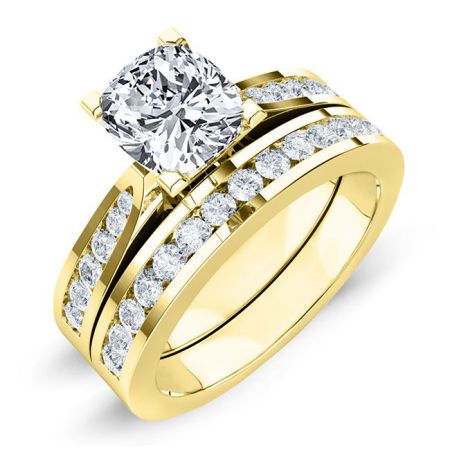 Petunia Moissanite Matching Band Only (engagement Ring Not Included) For Ring With Cushion Center yellowgold