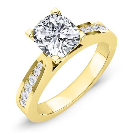Petunia Cushion Moissanite Engagement Ring yellowgold