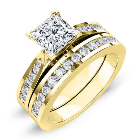Petunia Moissanite Matching Band Only (engagement Ring Not Included) For Ring With Princess Center yellowgold