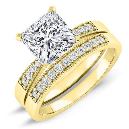 Poppy Moissanite Matching Band Only (engagement Ring Not Included) For Ring With Princess Center yellowgold