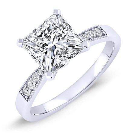 Poppy Princess Moissanite Engagement Ring whitegold