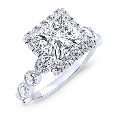 Aubretia Princess Moissanite Engagement Ring whitegold