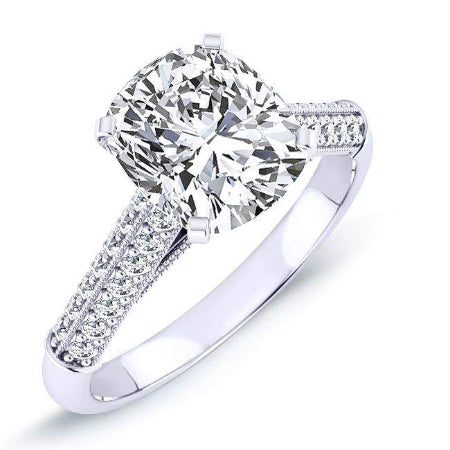 Iberis Cushion Moissanite Engagement Ring whitegold