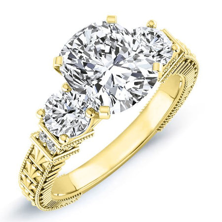 Angelonia Cushion Moissanite Engagement Ring yellowgold