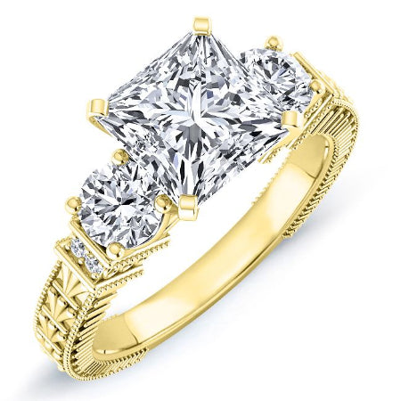 Angelonia Princess Moissanite Engagement Ring yellowgold