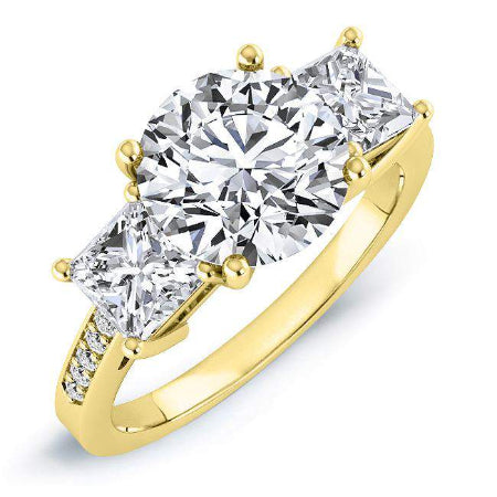 Dietes Round Moissanite Engagement Ring yellowgold