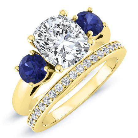 Fuschia Diamond Matching Band Only (engagement Ring Not Included) For Ring With Cushion Center yellowgold