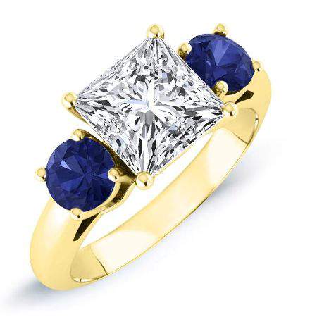 Fuschia Princess Moissanite Engagement Ring yellowgold