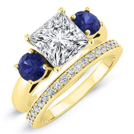 Fuschia Moissanite Matching Band Only (engagement Ring Not Included) For Ring With Princess Center yellowgold