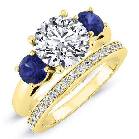 Fuschia Round Moissanite Bridal Set yellowgold