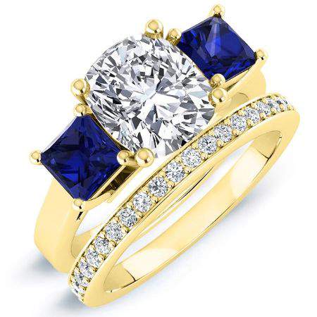 Ilex Moissanite Matching Band Only (engagement Ring Not Included) For Ring With Cushion Center yellowgold