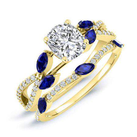 Alba Cushion Moissanite Bridal Set yellowgold