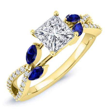 Alba Princess Moissanite Engagement Ring yellowgold