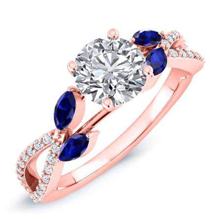 Alba Round Moissanite Engagement Ring rosegold