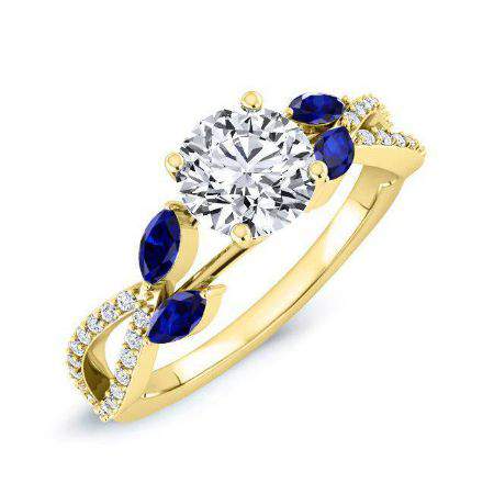 Alba Round Moissanite Engagement Ring yellowgold