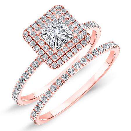 Juniper Princess Moissanite Bridal Set rosegold