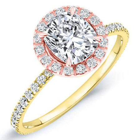 Columbine Cushion Moissanite Engagement Ring yellowgold