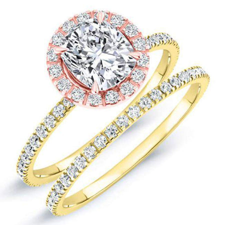 Columbine Cushion Moissanite Bridal Set yellowgold