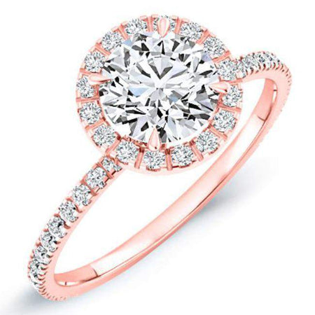 Columbine Round Moissanite Engagement Ring rosegold