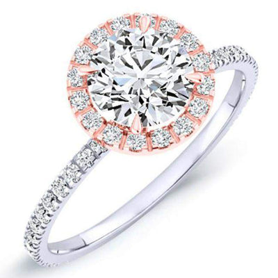 Columbine Round Moissanite Engagement Ring whitegold